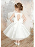 Ivory Satin Simple Keyhole Back Flower Girl Dress